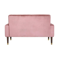 Loveseat Bench, 52 Inch Wood, Button Tufted Waffle Stitch Pink Velvet -BM321573