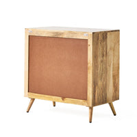 33 Inch Sideboard Cabinet, 3 Drawers, Cane Wicker Natural Brown Mango Wood -BM321579
