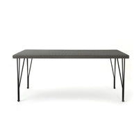 Outdoor Dining Table, 69 Inch Rectangular, Iron Legs, Multibrown Wicker  -BM321584
