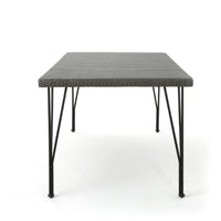 Outdoor Dining Table, 69 Inch Rectangular, Iron Legs, Multibrown Wicker  -BM321584