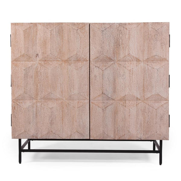 38 Inch Sideboard Cabinet Console, 2 Doors, 4 Shelves, Brown Mango Wood -BM321585