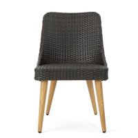 Patio Dining Chair with Light Brown Legs, Iron Frame, Outdoor Wicker Rattan -BM321588