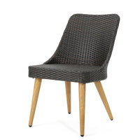 Patio Dining Chair with Light Brown Legs, Iron Frame, Outdoor Wicker Rattan -BM321588