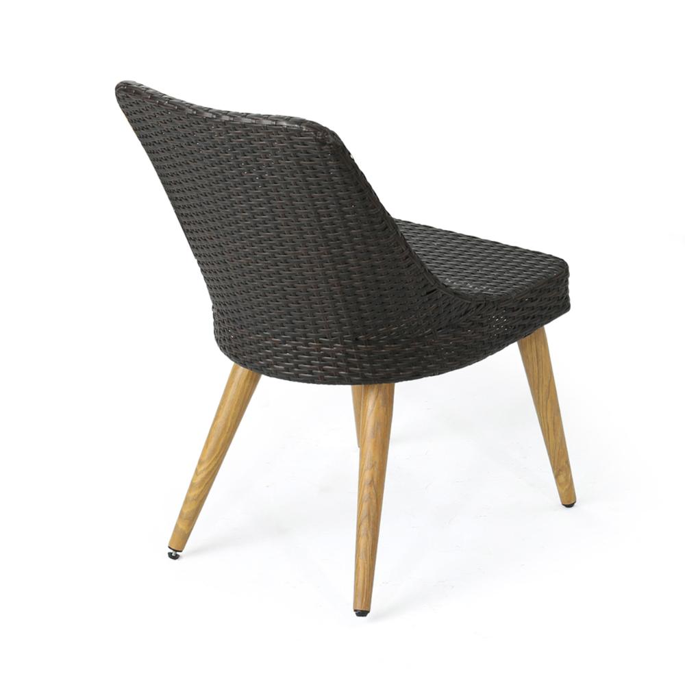 Patio Dining Chair with Light Brown Legs, Iron Frame, Outdoor Wicker Rattan -BM321588