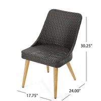 Patio Dining Chair with Light Brown Legs, Iron Frame, Outdoor Wicker Rattan -BM321588