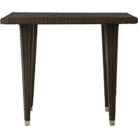 Miny Outdoor Square Dining Table, 35 Inch Iron, Multi Brown Wicker Rattan -BM321589