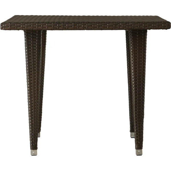 Miny Outdoor Square Dining Table, 35 Inch Iron, Multi Brown Wicker Rattan -BM321589