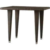 Miny Outdoor Square Dining Table, 35 Inch Iron, Multi Brown Wicker Rattan -BM321589