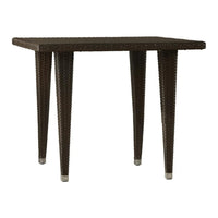 Miny Outdoor Square Dining Table, 35 Inch Iron, Multi Brown Wicker Rattan
