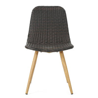Illa Side Dining Chair, Modern Style Iron Legs, Dark Gray Wicker Rattan -BM321592