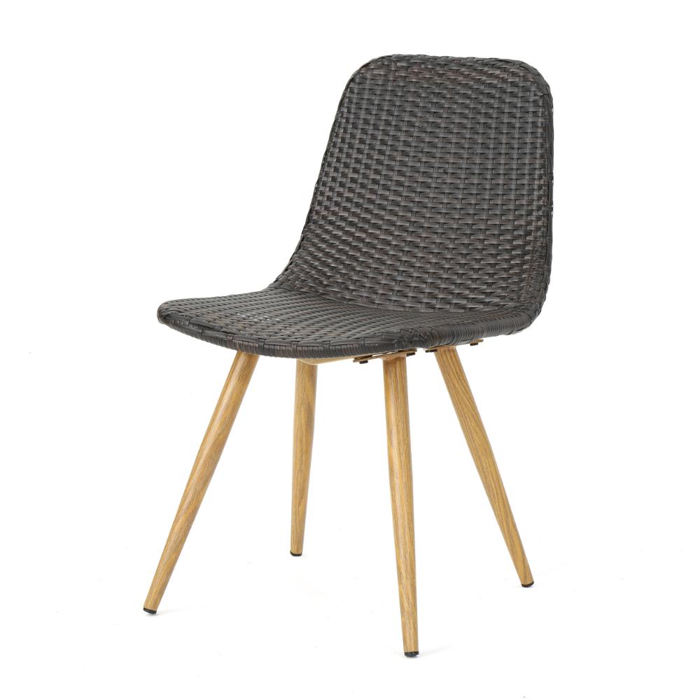 Illa Side Dining Chair, Modern Style Iron Legs, Dark Gray Wicker Rattan -BM321592