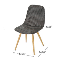 Illa Side Dining Chair, Modern Style Iron Legs, Dark Gray Wicker Rattan -BM321592
