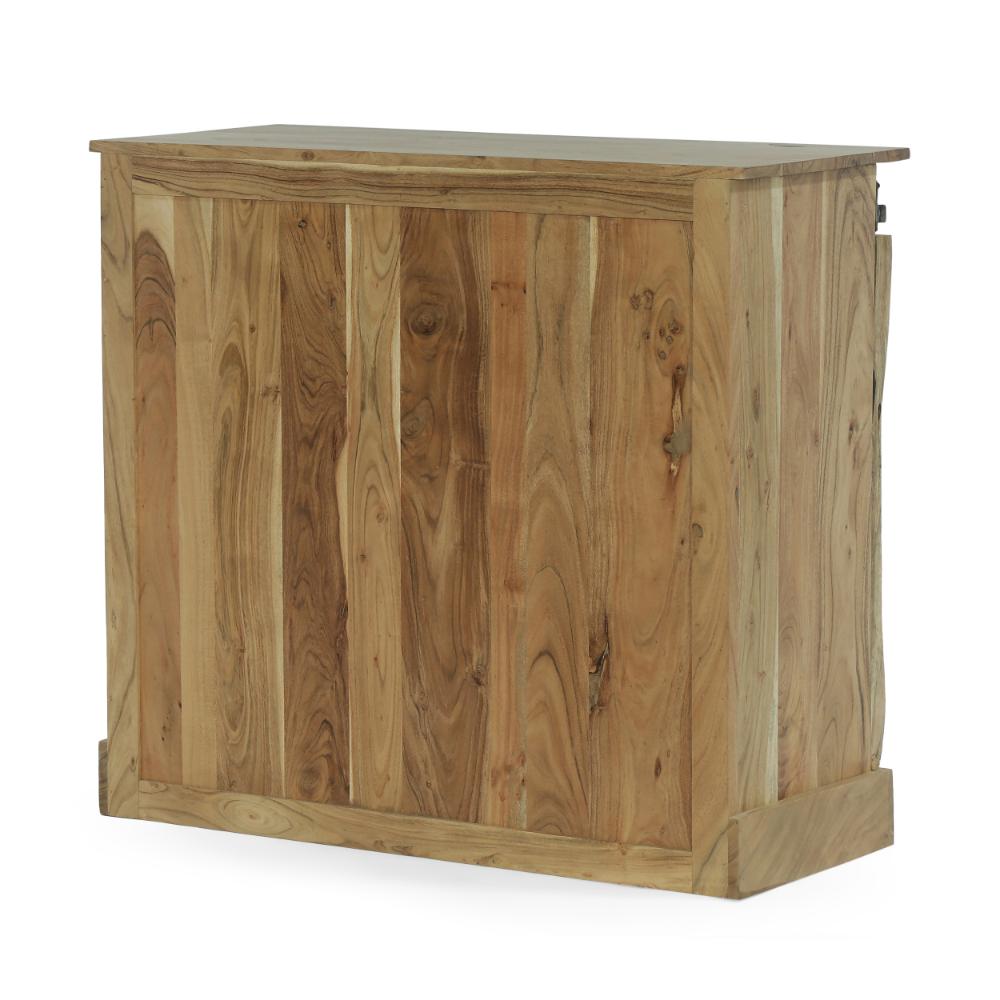 Sliding Live Edge Sideboard Cabinet, 3 Door, 39 Inch, Natural Acacia Wood -BM321596