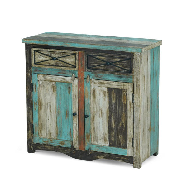 Ryna Sideboard Cabinet, 2 Drawers, 2 Doors, Boatwood Style Brown Mango Wood