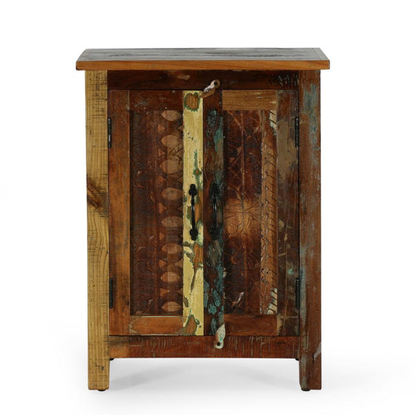 Sideboard Cabinet with 2 Doors, 31 Inch, Natural Brown Distressed Wood -BM321601