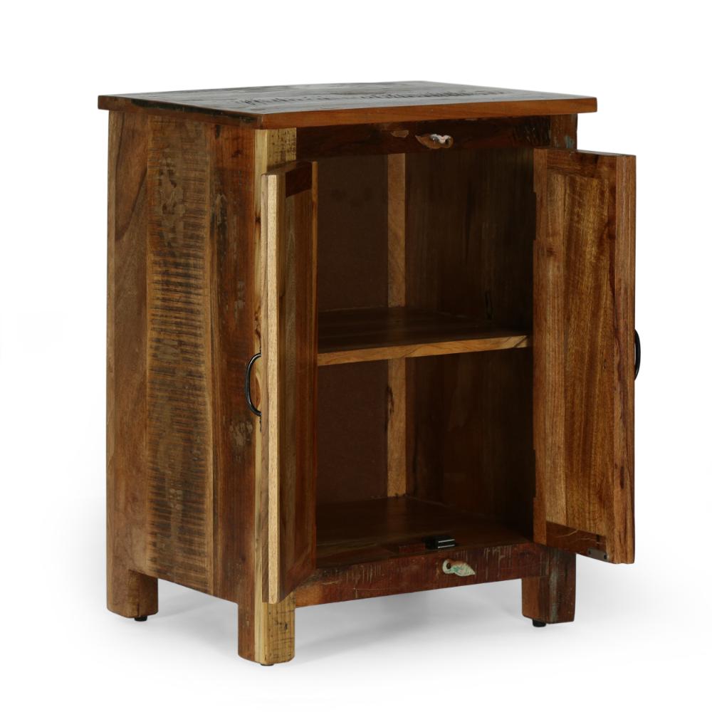 Sideboard Cabinet with 2 Doors, 31 Inch, Natural Brown Distressed Wood -BM321601