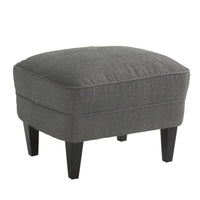 Clen 2pc Club Accent Chair and Ottoman, Tufted Dark Gray, Brown Wood Legs -BM321603