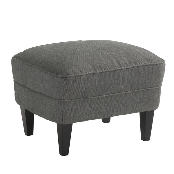 Clen 2pc Club Accent Chair and Ottoman, Tufted Dark Gray, Brown Wood Legs -BM321603