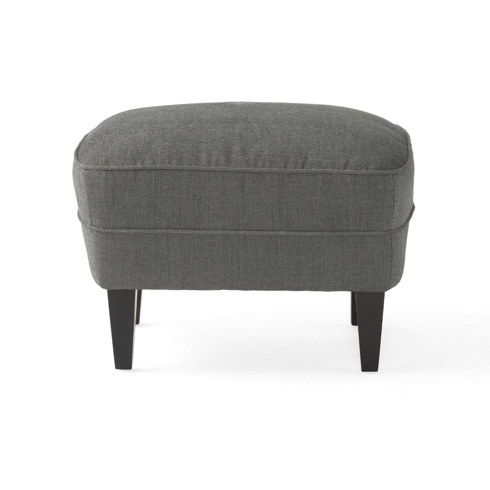 Clen 2pc Club Accent Chair and Ottoman, Tufted Dark Gray, Brown Wood Legs -BM321603