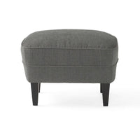 Clen 2pc Club Accent Chair and Ottoman, Tufted Dark Gray, Brown Wood Legs -BM321603