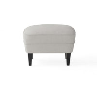 Clen 2pc Club Accent Chair and Ottoman, Tufted Light Gray, Brown Wood Legs -BM321604