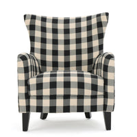 Riyank Accent Armchair, Classic Wingback Black and White Checkered Pattern -BM321607