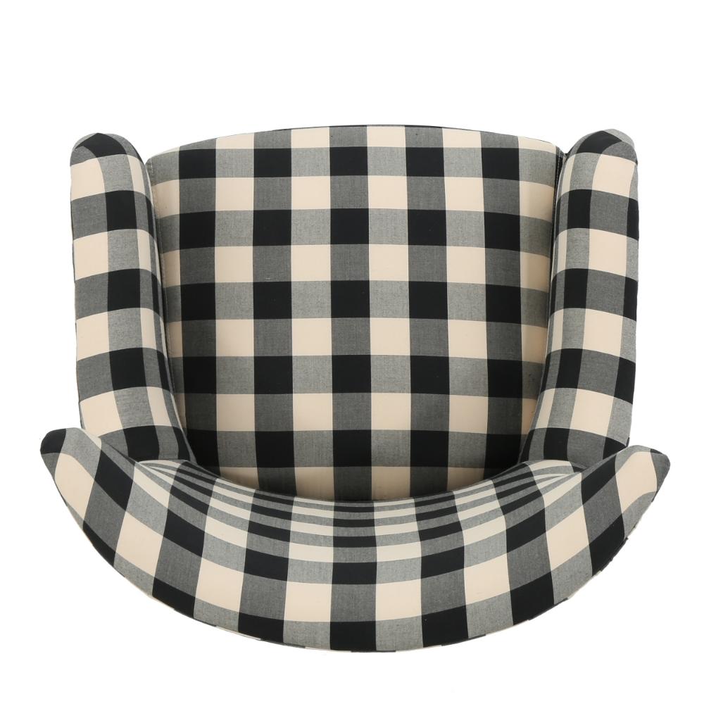 Riyank Accent Armchair, Classic Wingback Black and White Checkered Pattern -BM321607