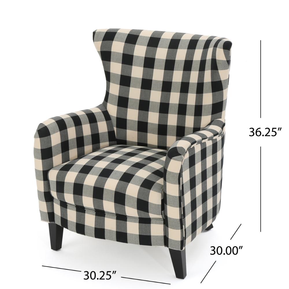 Riyank Accent Armchair, Classic Wingback Black and White Checkered Pattern -BM321607