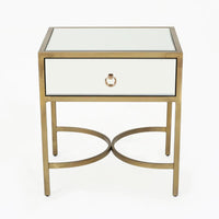 George Side End Table, 1 Drawer, Iron Gold Accents, Rectangular 20 Inch -BM321614