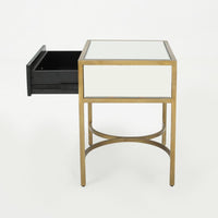 George Side End Table, 1 Drawer, Iron Gold Accents, Rectangular 20 Inch -BM321614