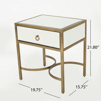 George Side End Table, 1 Drawer, Iron Gold Accents, Rectangular 20 Inch -BM321614