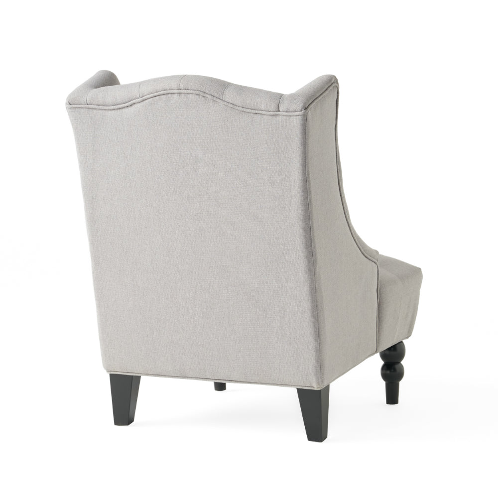 Todd Accent Chair, Silver Gray Button Tufted Linen, Classic Wingback Design -BM321617