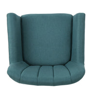 Rishi Accent Chair, Teal Linen, Channel Stitching, Light Brown Wood Legs -BM321620