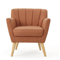 Rishi Accent Chair, Orange Linen, Channel Stitching, Light Brown Wood Legs -BM321621