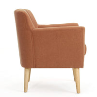 Rishi Accent Chair, Orange Linen, Channel Stitching, Light Brown Wood Legs -BM321621