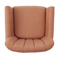 Rishi Accent Chair, Orange Linen, Channel Stitching, Light Brown Wood Legs -BM321621
