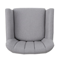 Rishi Accent Chair, Gray Linen, Channel Stitching, Light Brown Wood Legs -BM321622