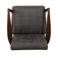 Mimi Accent Chair, Gray Microfiber Button Tufted Backrest, Light Brown Wood -BM321629