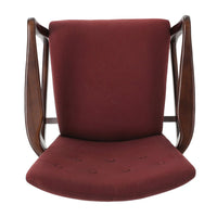 Mimi Accent Chair, Brick Red, Button Tufted Backrest, Dark Brown Wood -BM321631
