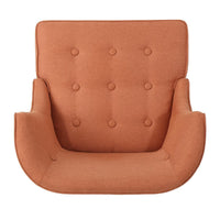 Samuel Accent Chair, Button Tufted Waffle Stitch Orange Fabric, Brown Wood -BM321634