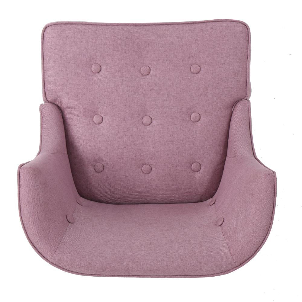 Samuel Accent Chair, Button Tufted Waffle Stitch Lavender Pink, Brown Wood -BM321635