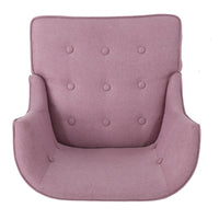 Samuel Accent Chair, Button Tufted Waffle Stitch Lavender Pink, Brown Wood -BM321635
