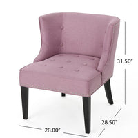 Samuel Accent Chair, Button Tufted Waffle Stitch Lavender Pink, Brown Wood -BM321635