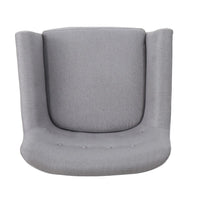 Ronny Accent Chair, Gray Fabric, Button Tufted Backrest, Light Brown Wood -BM321636