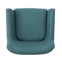 Ronny Accent Chair, Teal Fabric, Button Tufted Backrest, Light Brown Wood -BM321637