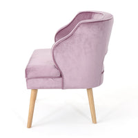 Richi Accent Chair,  Button Tufted Lavender Pink Velvet, Light Brown Wood -BM321640