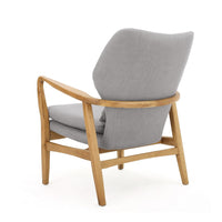 Keya Accent Chair, 1 Pillow, Gray, Button Tufted Back, Light Brown Wood -BM321648