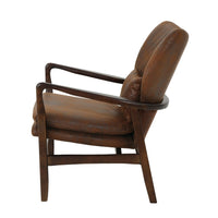 Keya Accent Chair, Dark Brown Microfiber, Button Tufted Back, Accent Pillow -BM321649