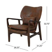 Keya Accent Chair, Dark Brown Microfiber, Button Tufted Back, Accent Pillow -BM321649