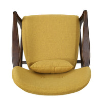 Keya Accent Chair, Mustard Yellow Fabric, Button Tufted Back, Accent Pillow -BM321650